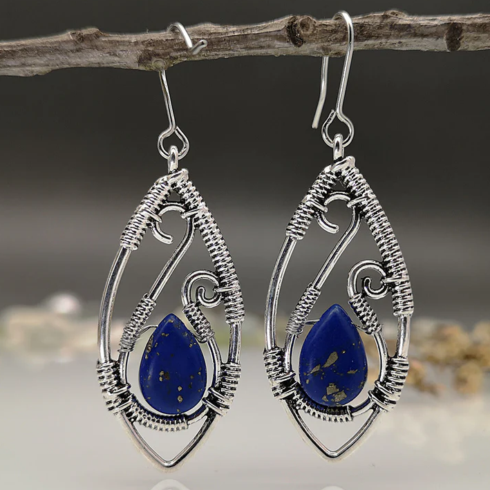 Retro Blue Stone Earrings main image 1