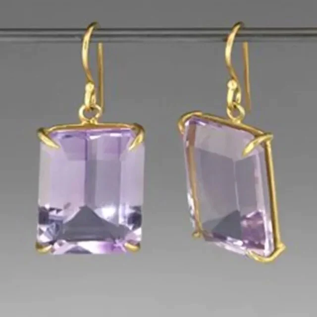 Gold Purple Zirconia Pearl Earrings main image 0