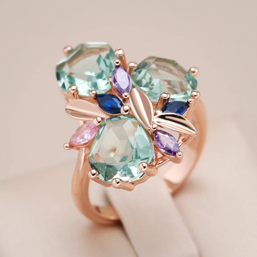 Sparkling Crystal Flower Ring main image 1