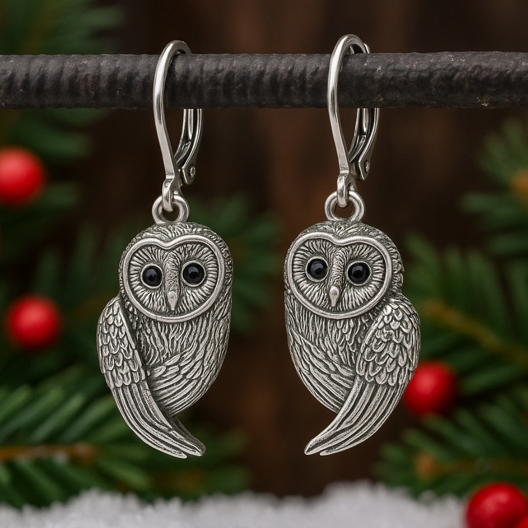 Silver Owl Earrings