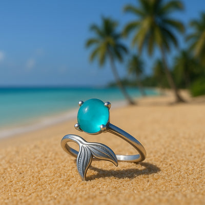 Adjustable Opal Tail Silver Ring