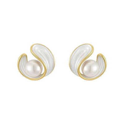 Luxury White Opal Earrings with Pearls in Gold