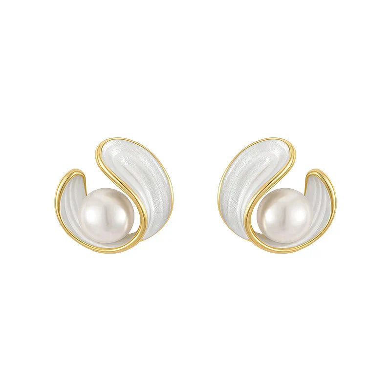 Luxury White Opal Earrings with Pearls in Gold