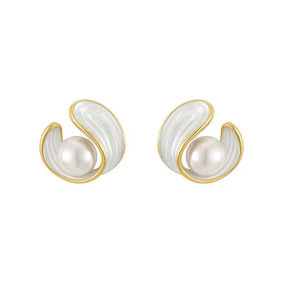 Luxury White Opal Earrings with Pearls in Gold