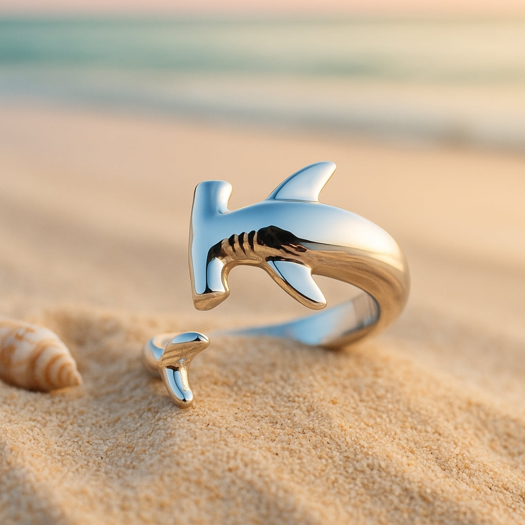 Adjustable Great Hammerhead Silver Ring