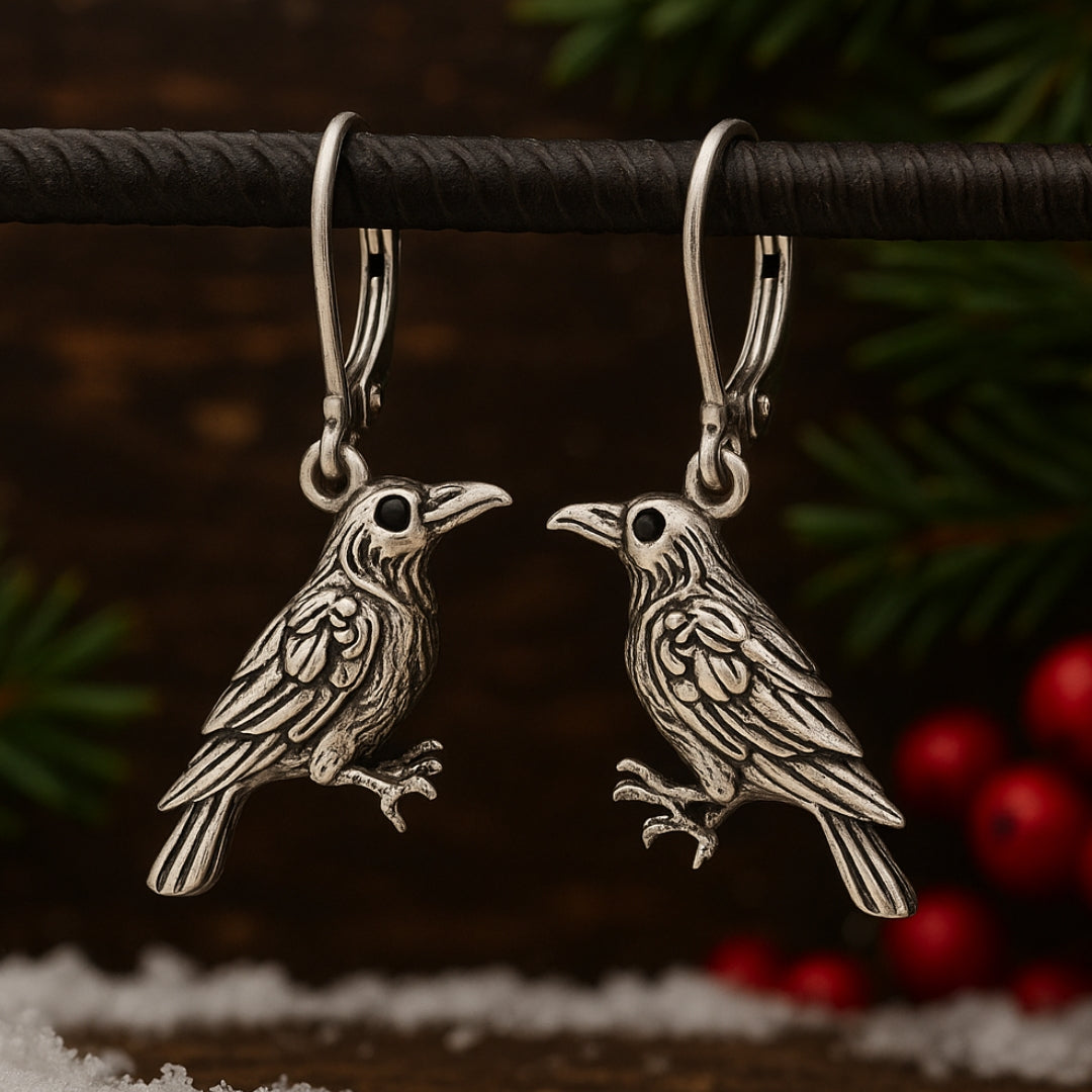 Silver Raven Earrings