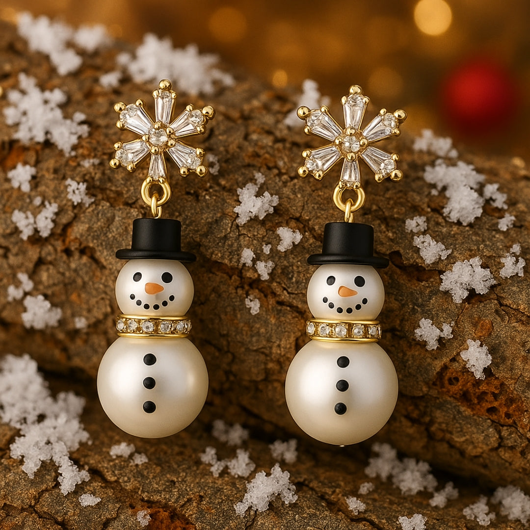 Snowman Pearl Earrings