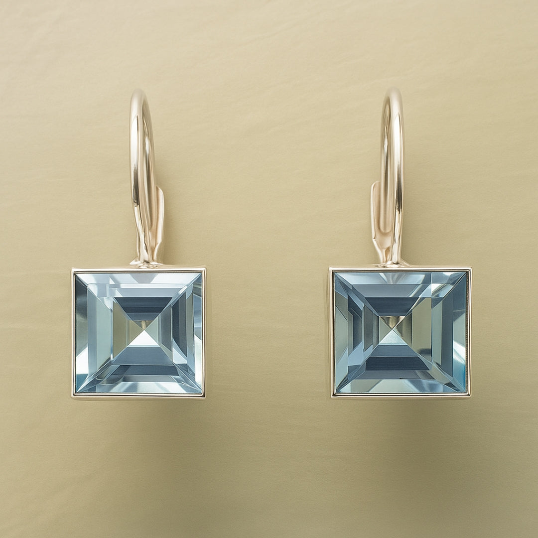 Vintage Blue Cubic Glass Earrings