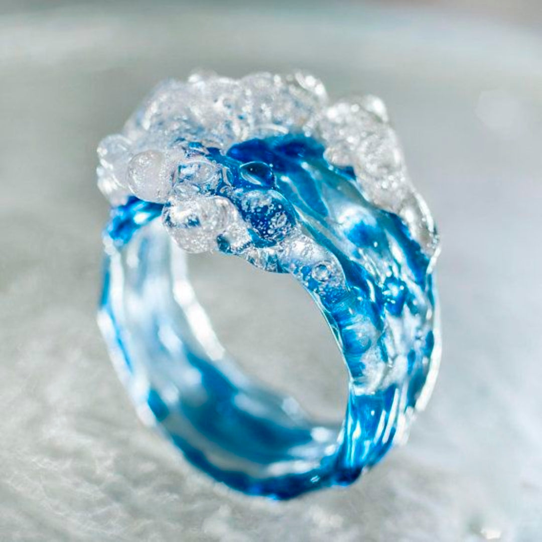 Crystal Ocean Wavy Nature Ring