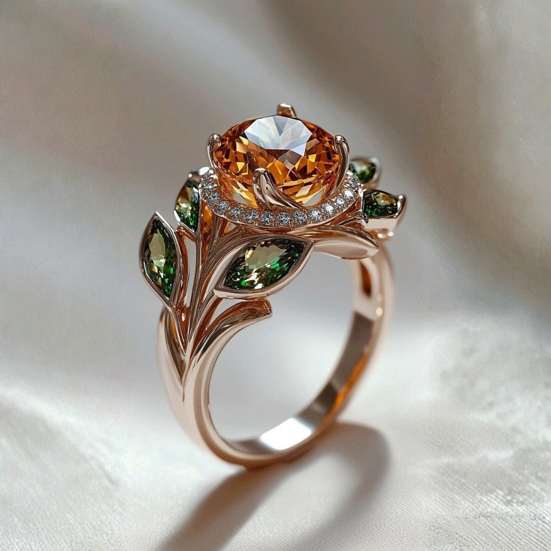 Gold Crystal Orange Gold Ring