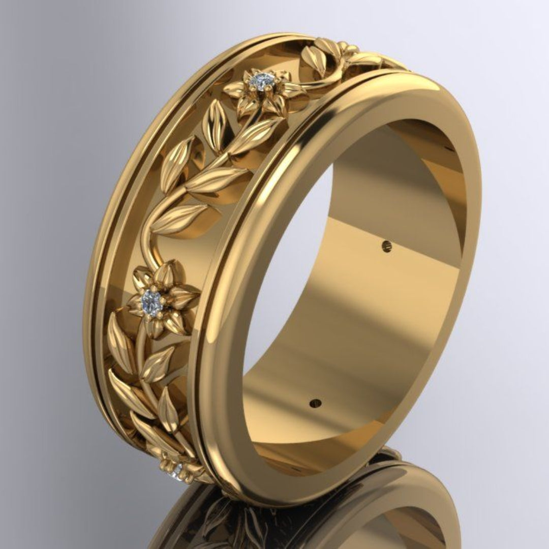 Golden Flower Zirconia Trail Ring