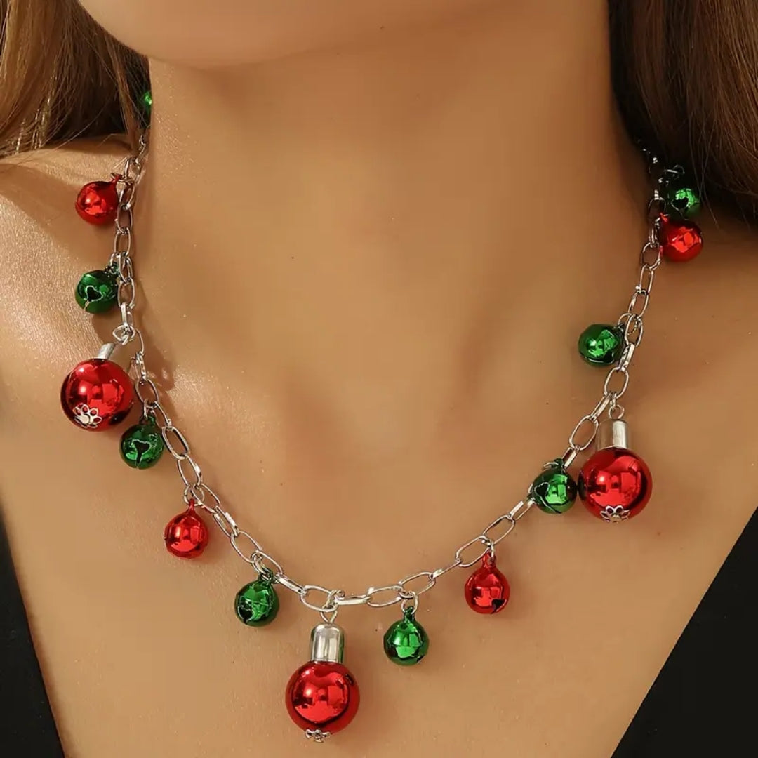 Christmas Beads Silver Necklace