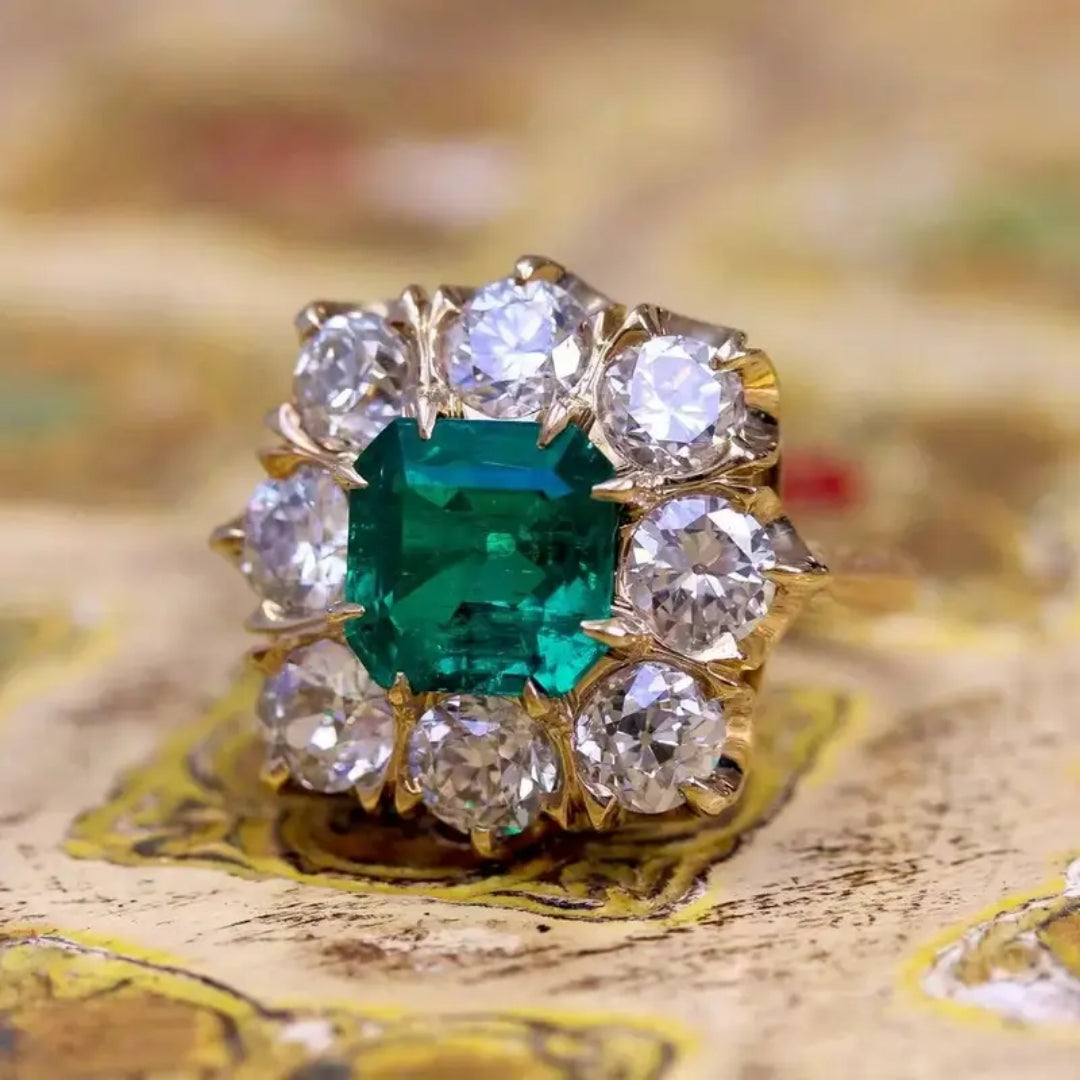 Emerald Glass Golden Ring