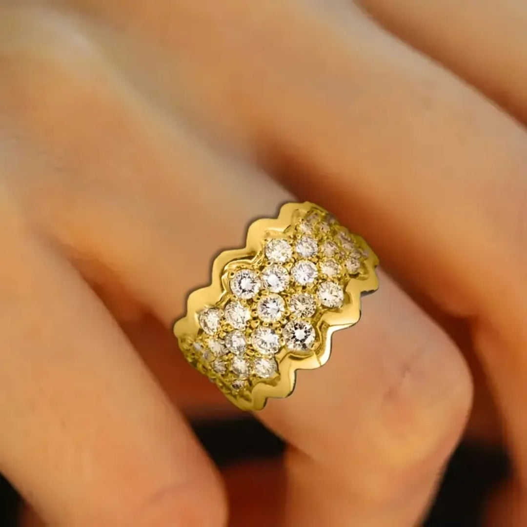 Gold Zirconia Mesh Ring