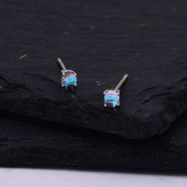 Sterling Silver Mermaid Crystal Tiny Stud Earrings