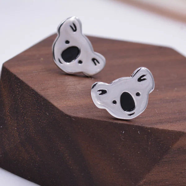 Koala Bear Stud Earrings in Sterling Silver