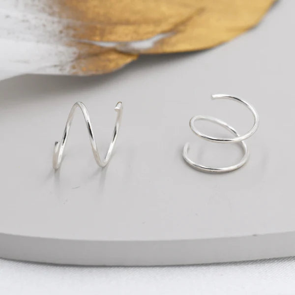 Minimalist Spiral Hoop Earrings in Sterling Silver