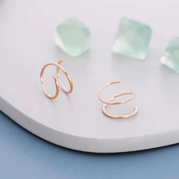 Minimalist Spiral Hoop Earrings in Sterling Silver