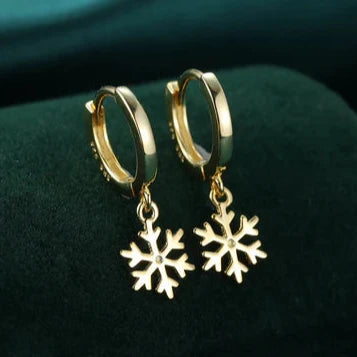 Snowflake Huggie Hoop Earrings