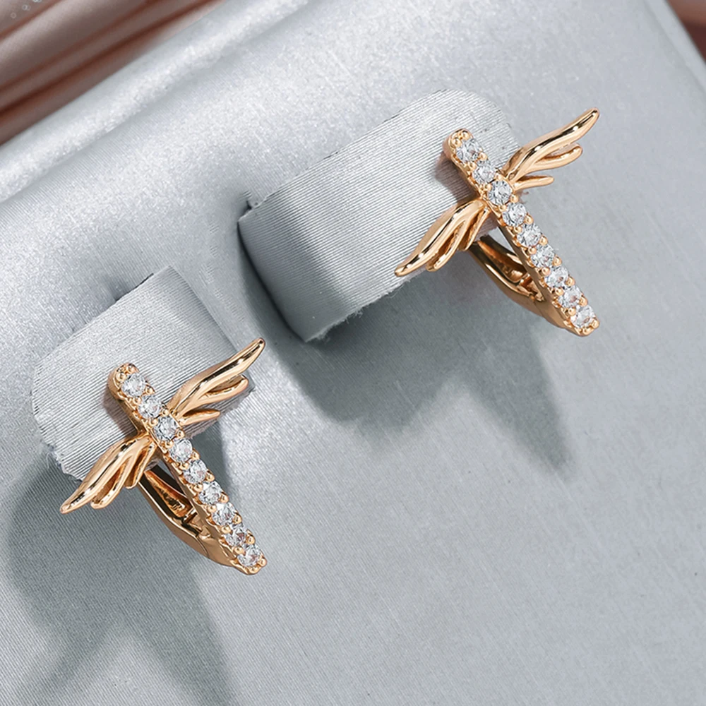 Elegant Gold Bright Dragonfly Earrings