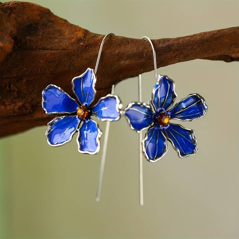 Blue Vintage Flower Earrings