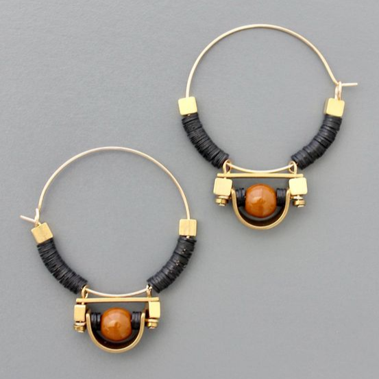 Vintage Golden Orange Stone Earrings