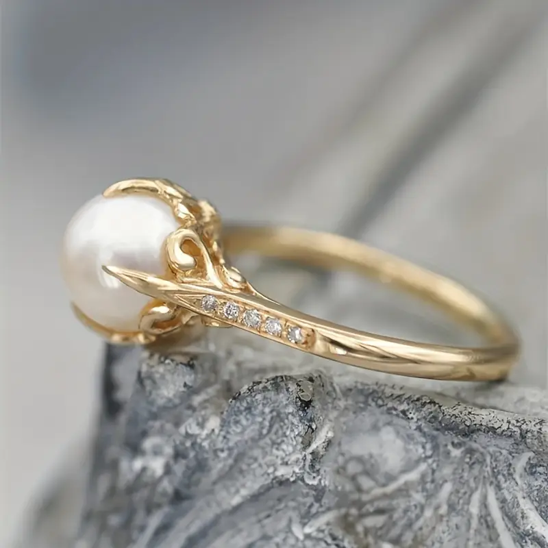 Pearl Gold Zirconia Ring