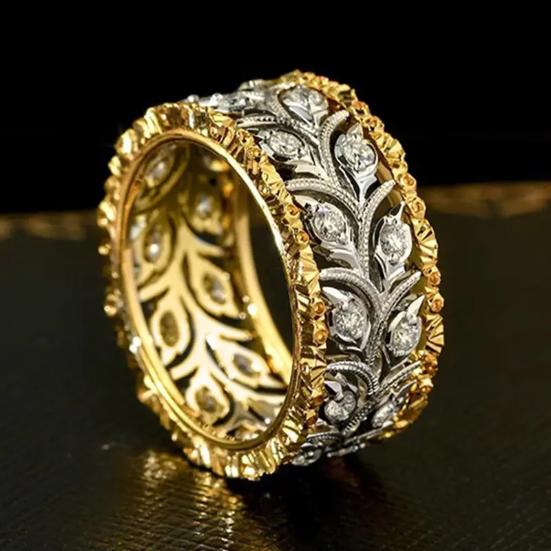 Hollow Zirconia Ivy Gold Ring