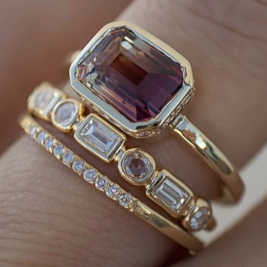 Vintage Inlaid Garnet Glass Ring Set – Amelia Jewelry
