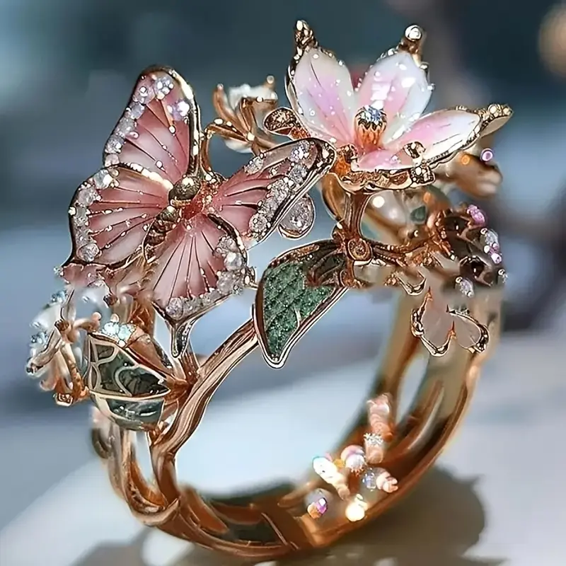 Nature Bright Butterfly Zirconia Ring