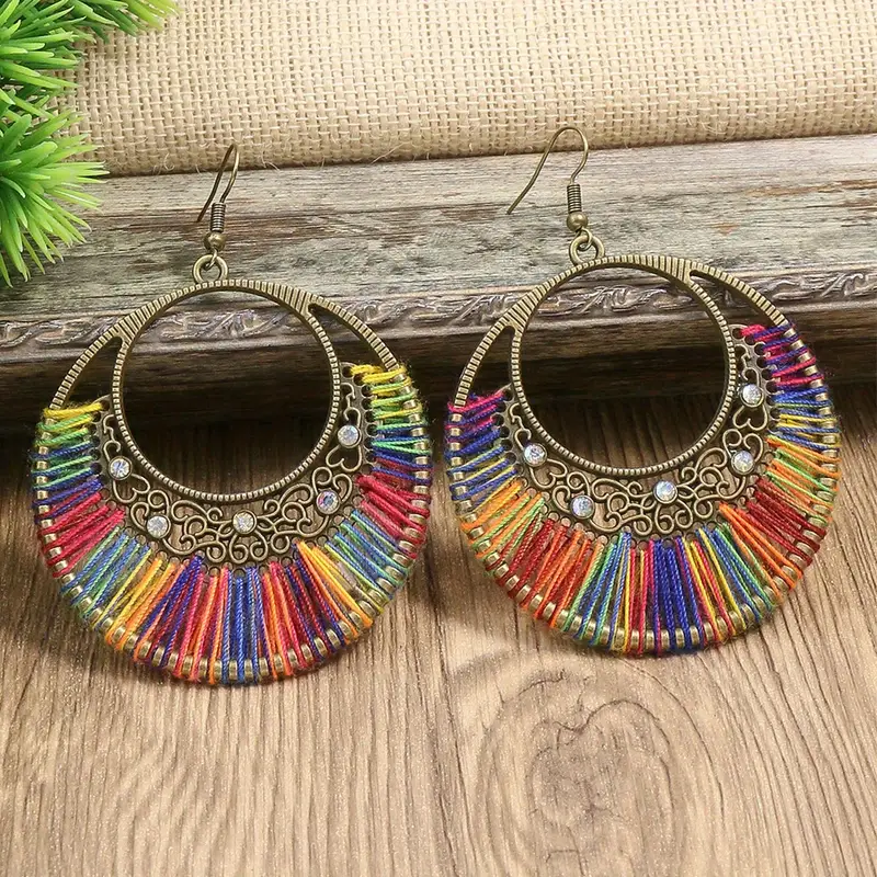 Colorful Hoop Crescent Earrings