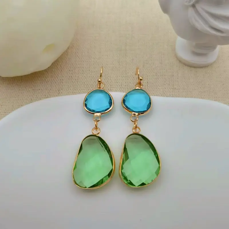 Green & Blue Glass Earrings