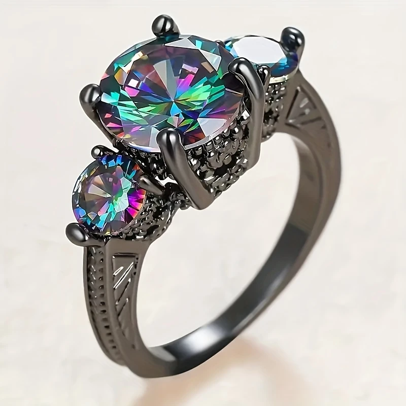 Colorful Crystalline Silver Ring – Amelia Jewelry
