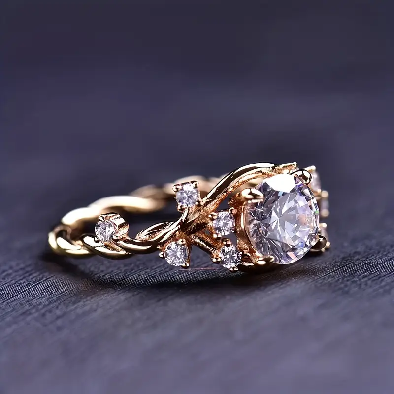 White Crystalline Gold Ring – Amelia Jewelry