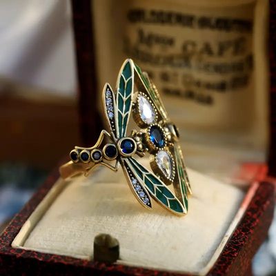 Vintage Mandala Flower Crystal Ring