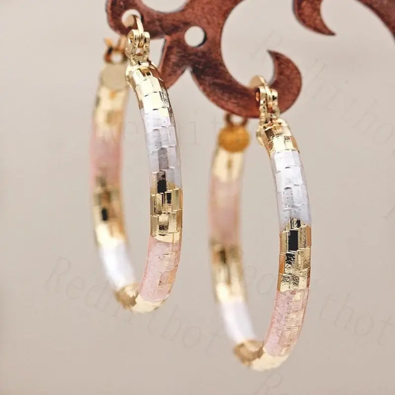 Gold & White Rose Hoop Earrings
