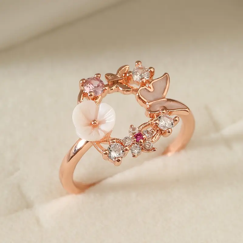 Floral Butterfly Rose Ring