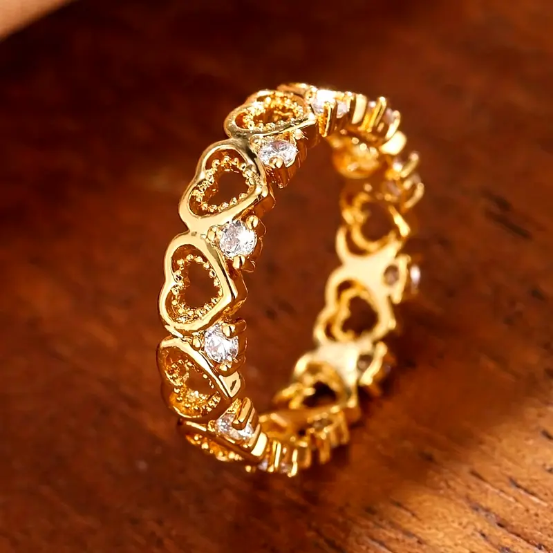High Trell Rings Heart Trail Golden Zirconia Ring – Amelia Jewelry