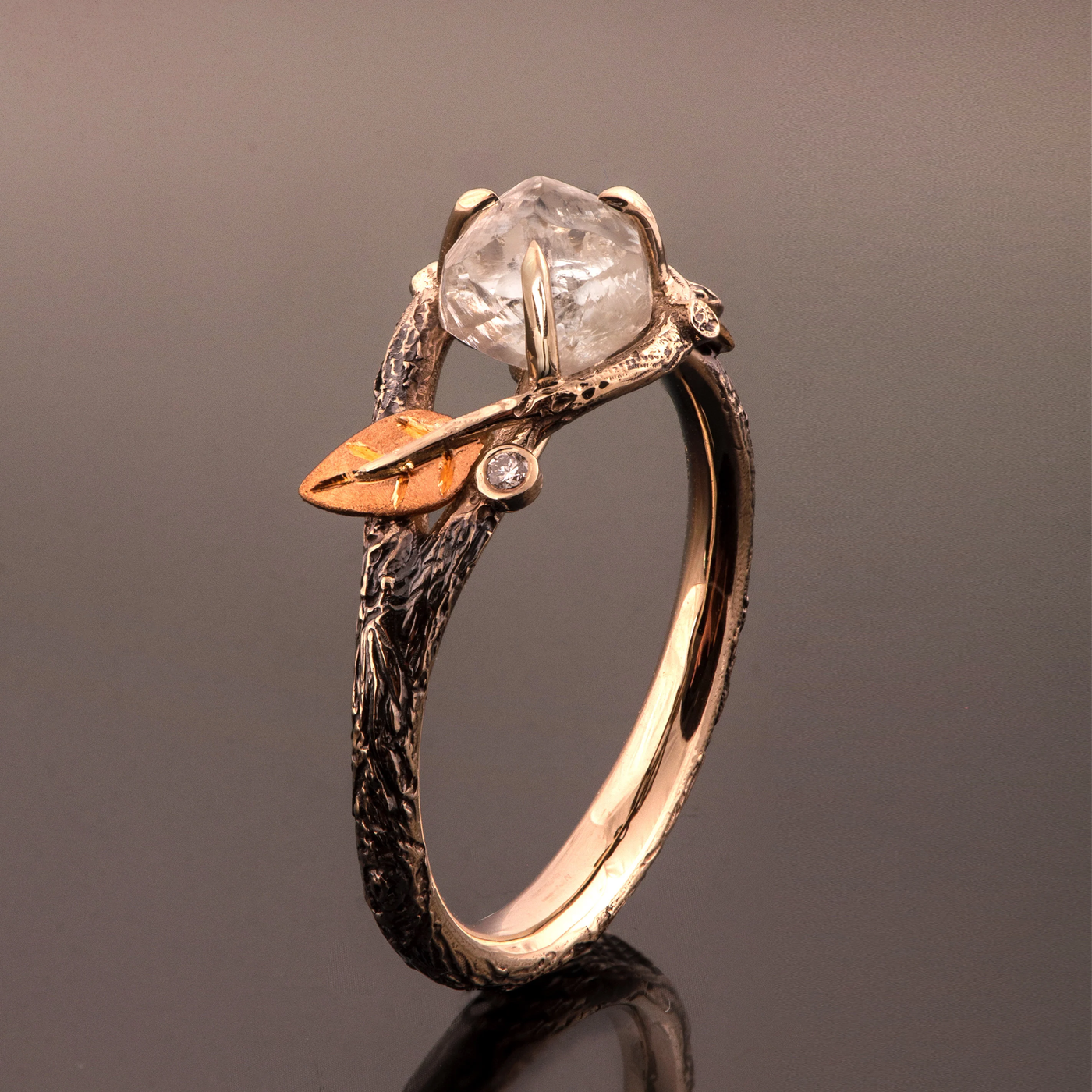 White Crystal Fine Branch Ring