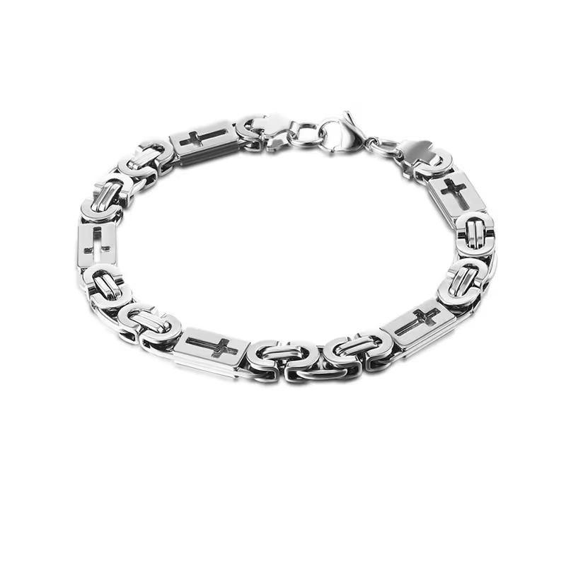 Wide Byzantine Chain Gold Bracelet