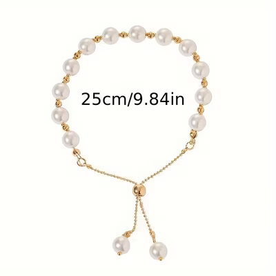 White Pearl Adjustable Gold Bracelet
