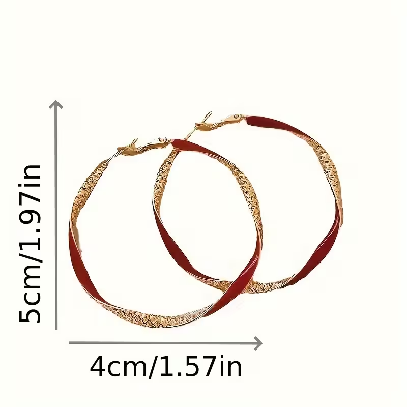 Red Zirconia Gold Hoop Earrings