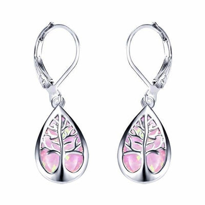 Tree of Life Earrings in Opal and Silver